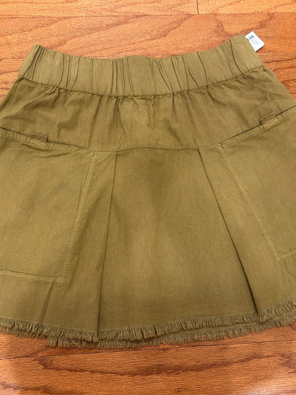 Free People Olive Green Circle Skirt with Frayed Hem